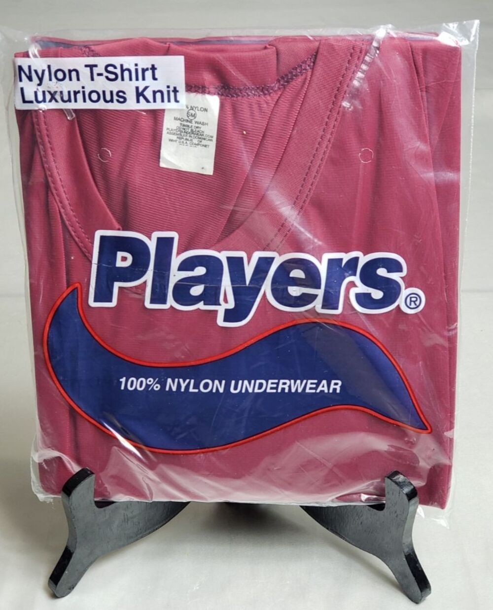 Mens Vintage Rare Deadstock 1980s Player's Red 100%Nylon T-shirt Size Small New